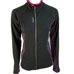 Reebok Jacket Black Pink Moxie Mock Neck Lightweight Long Sleeves S